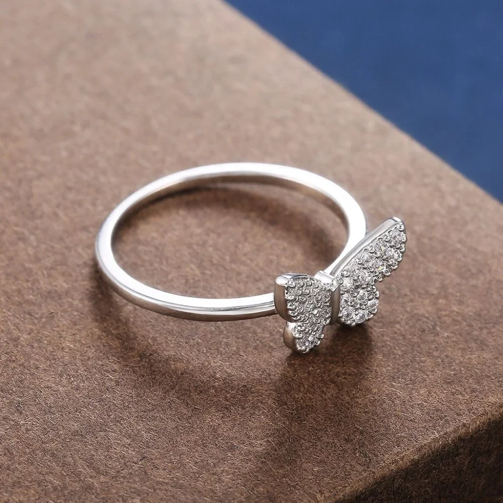 ⚡ Sweet Refine Butterfly Romantic Simple Silver Ring for Women, PD604